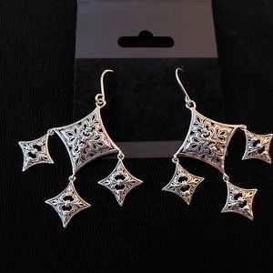 Silver Filigree Chandelier Earrings